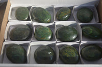 Polished Green Verdite Galet / Palm Stones x 12 From Zimbabwe