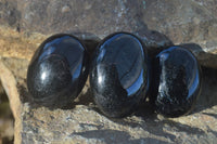 Polished Schorl Black Tourmaline Palm Stones  x 14 From Madagascar - Toprock Gemstones and Minerals 