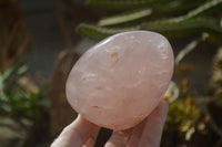 Polished Pink Rose Quartz Standing Free Forms x 3 From Antsirabe, Madagascar