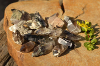 Natural Smokey Quartz With Aegirine & White Orthoclase Crystals  x 13 From Zomba Plateau, Malawi - TopRock