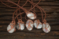 Polished  Copper Wire Wrapped Rubellite In Matrix Pendants x 6 From Madagascar