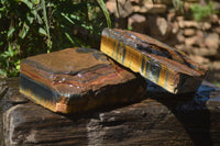 Natural Golden Blue Tigers Eye Specimens  x 2 From Prieska, South Africa - TopRock