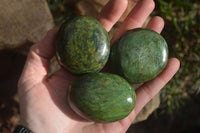 Polished Green Verdite Galet / Palm Stones x 12 From Zimbabwe