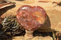 Polished Petrified Red Podocarpus Wood Hearts  x 2 From Mahajanga, Madagascar - TopRock