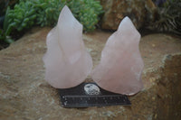 Polished Pink Rose Quartz Flame Sculptures  x 4 From Madagascar - Toprock Gemstones and Minerals 