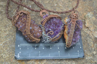 Polished Dark "Amethystos" Amethyst Crystal With Copper Art Wire Pendant -  sold per piece From Zambia - Toprock Gemstones and Minerals 