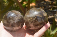 Polished Morion Smokey Quartz Spheres x 3 From Madagascar - TopRock