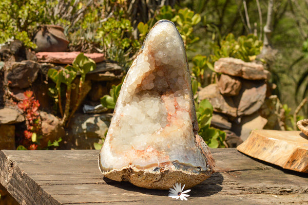 Polished Extra Large Crystal Agate Display Piece (Cut To Stand) x 1 From Maintirano, Madagascar - TopRock