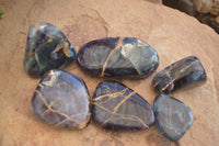 Polished Semi Translucent Watermelon Fluorite Free Forms  x 6 From Uis, Namibia - Toprock Gemstones and Minerals 