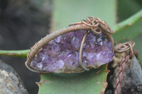 Polished Dark "Amethystos" Amethyst Crystal With Copper Art Wire Pendant -  sold per piece From Zambia - Toprock Gemstones and Minerals 