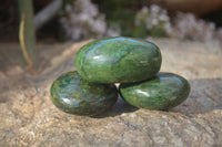 Polished Green Verdite Galet / Palm Stones x 12 From Zimbabwe