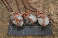 Polished  Copper Wire Wrapped Rubellite In Matrix Pendants x 6 From Madagascar