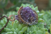 Polished Dark "Amethystos" Amethyst Crystal With Copper Art Wire Pendant -  sold per piece From Zambia - Toprock Gemstones and Minerals 