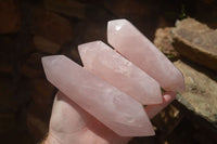 Polished Double Terminated Pink Rose Quartz Points  x 4 From Ambatondrazaka, Madagascar - TopRock