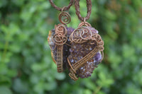 Polished Dark "Amethystos" Amethyst Crystal With Copper Art Wire Pendant -  sold per piece From Zambia - Toprock Gemstones and Minerals 