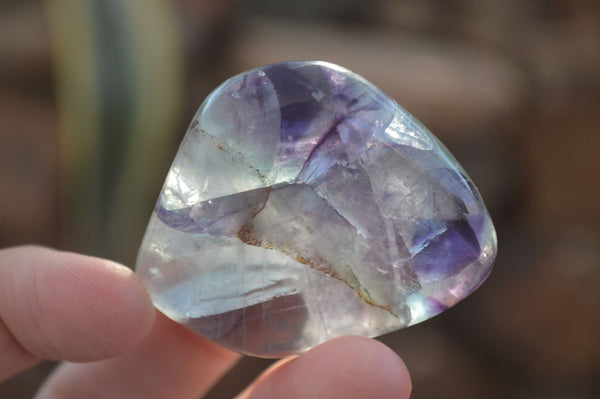 Polished Semi Translucent Watermelon Fluorite Free Forms  x 6 From Uis, Namibia - Toprock Gemstones and Minerals 