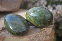 Polished Green Verdite Galet / Palm Stones x 12 From Zimbabwe