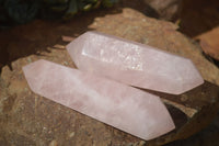 Polished Double Terminated Pink Rose Quartz Points  x 4 From Ambatondrazaka, Madagascar - TopRock