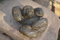 Polished  Black Soapstone Gorilla Carving  x 1 From Zimbabwe