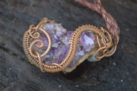 Polished Dark "Amethystos" Amethyst Crystal With Copper Art Wire Pendant -  sold per piece From Zambia - Toprock Gemstones and Minerals 