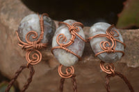 Polished  Copper Wire Wrapped Rubellite In Matrix Pendants x 6 From Madagascar