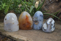 Polished Mixed Agate Standing Free Forms  x 4 From Madagascar