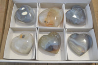 Polished Mixed Agate Hearts  x 6 From Madagascar