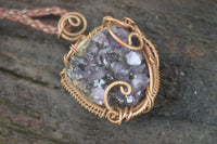 Polished Dark "Amethystos" Amethyst Crystal With Copper Art Wire Pendant -  sold per piece From Zambia - Toprock Gemstones and Minerals 