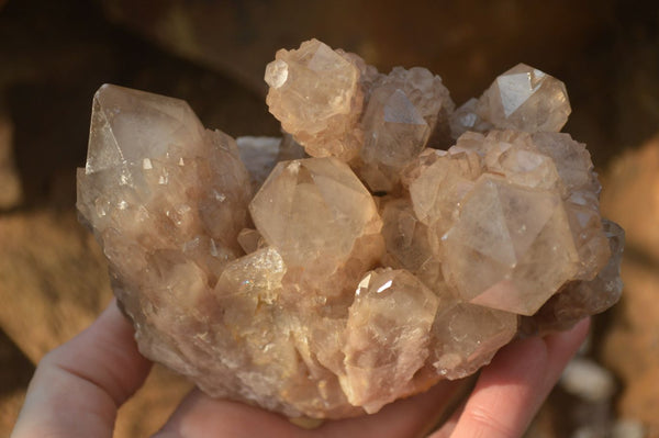 Natural Cascading Smokey Quartz Clusters x 2 From Luena, Congo