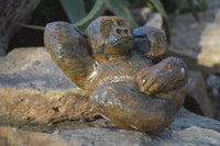 Polished  Black Soapstone Gorilla Carving  x 1 From Zimbabwe