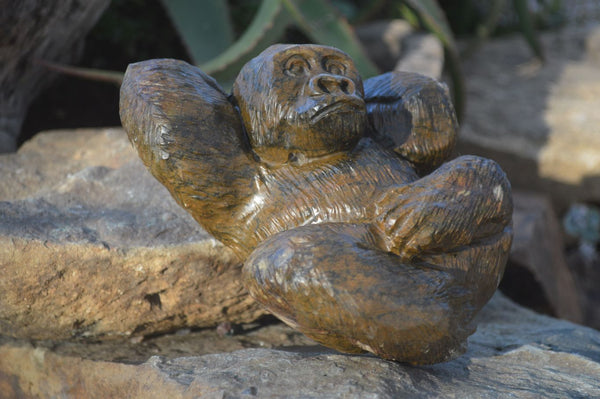 Polished  Black Soapstone Gorilla Carving  x 1 From Zimbabwe