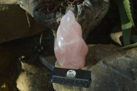 Polished Pink Rose Quartz Flame Sculptures x 2 From Madagascar