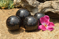 Polished Rare Blue Iolite / Water Sapphire Spheres  x 4 From Madagascar - TopRock