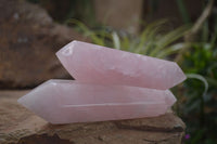 Polished Double Terminated Pink Rose Quartz Points  x 4 From Ambatondrazaka, Madagascar - TopRock