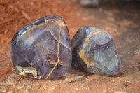 Polished Semi Translucent Watermelon Fluorite Free Forms  x 6 From Uis, Namibia - Toprock Gemstones and Minerals 