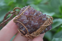 Polished Dark "Amethystos" Amethyst Crystal With Copper Art Wire Pendant -  sold per piece From Zambia - Toprock Gemstones and Minerals 