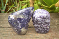 Polished Purple Lepidolite with Specular White Patterns Free Forms x 3 From Zimbabwe - TopRock