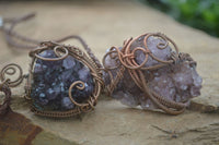 Polished Dark "Amethystos" Amethyst Crystal With Copper Art Wire Pendant -  sold per piece From Zambia - Toprock Gemstones and Minerals 