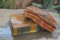 Natural Golden Blue Tigers Eye Specimens  x 2 From Prieska, South Africa - TopRock