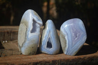 Polished Blue Lace Agate Standing Free Forms  x 3 From Nsanje, Malawi - Toprock Gemstones and Minerals 