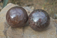 Polished Red Pyrope Garnet Spheres  x 2 From Madagascar - Toprock Gemstones and Minerals 