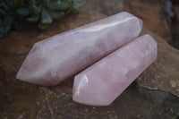 Polished Double Terminated Pink Rose Quartz Points  x 4 From Ambatondrazaka, Madagascar - TopRock