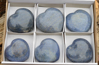 Polished Blue Lazulite Hearts x 6 From Madagascar - TopRock