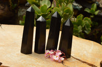 Polished Pitch Black Basalt Points  x 4 From Madagascar - TopRock