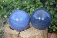 Polished Blue Lazulite Spheres  x 2 From Madagascar - Toprock Gemstones and Minerals 