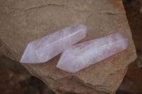 Polished Double Terminated Pink Rose Quartz Points  x 4 From Ambatondrazaka, Madagascar - TopRock