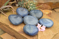 Polished Blue Lazulite Hearts x 6 From Madagascar - TopRock