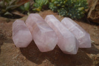 Polished Double Terminated Pink Rose Quartz Points  x 4 From Ambatondrazaka, Madagascar - TopRock