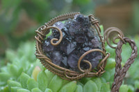 Polished Dark "Amethystos" Amethyst Crystal With Copper Art Wire Pendant -  sold per piece From Zambia - Toprock Gemstones and Minerals 