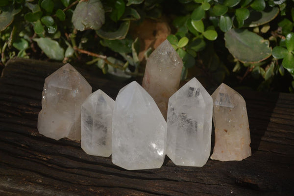 Polished Clear Quartz Points x 6 From Southern Africa